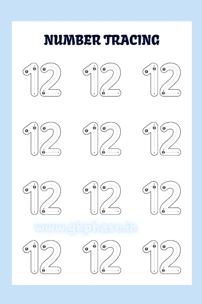 number tracing worksheet 12