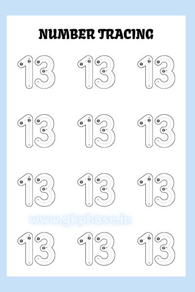 number tracing worksheet 13