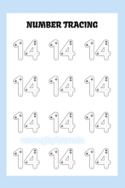 number tracing worksheet 14