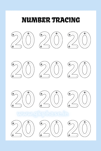 number tracing worksheet 20