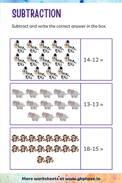 subtraction worksheet11