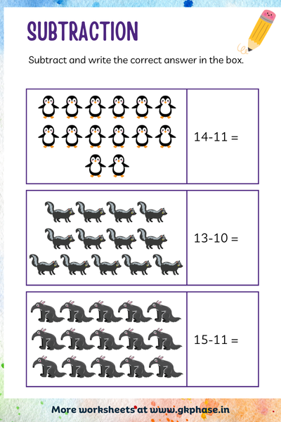 subtraction worksheet12