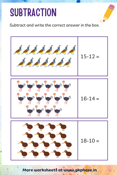 subtraction worksheet13