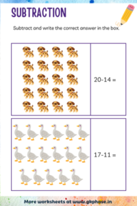 subtraction worksheet16