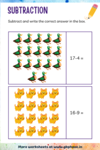 subtraction worksheet17