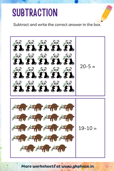 subtraction worksheet19