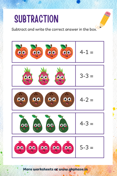 subtraction worksheet2