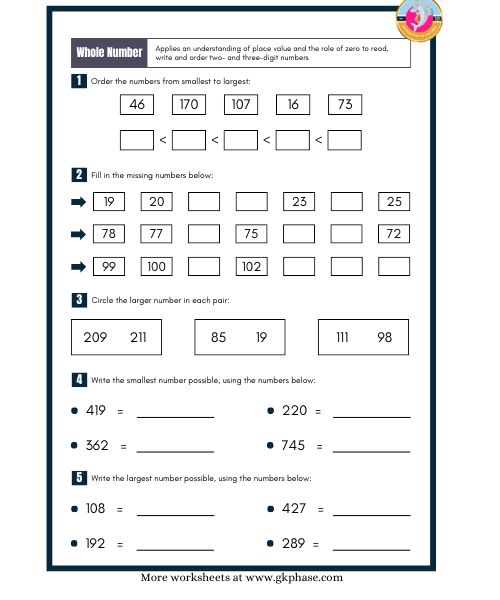 math activity worksheet grad 1